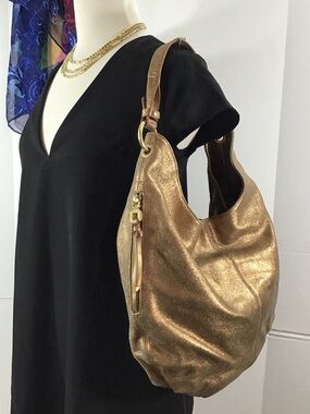 Hobo Int Metallic copper leather hobo slouch Shoulder Bag